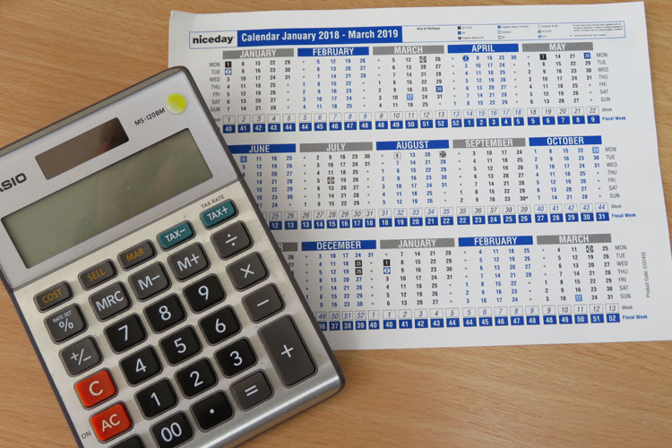 Calculator and calendar at Bruce Roberts & Co